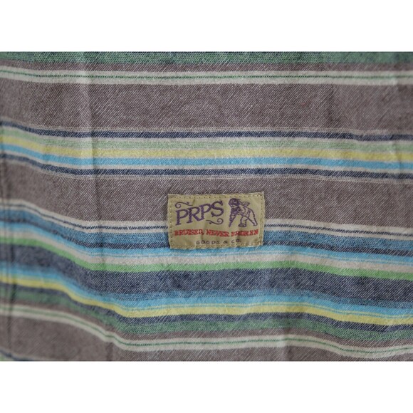 PRPS Goods & Co Striped Multicolor Flannel Button Up Shirt Size XL - Picture 4 of 8